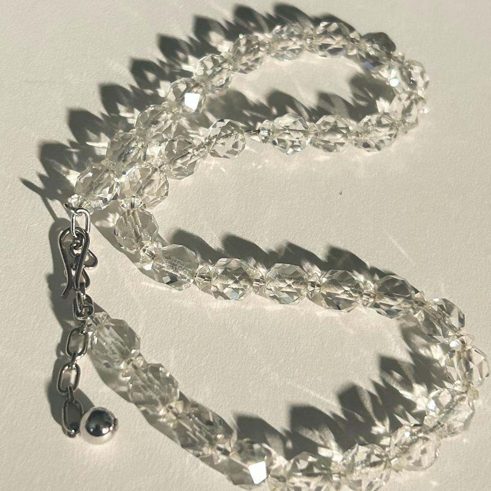 Vintage  Simmons Sterling Crystal Beaded Choker 16in ADJ